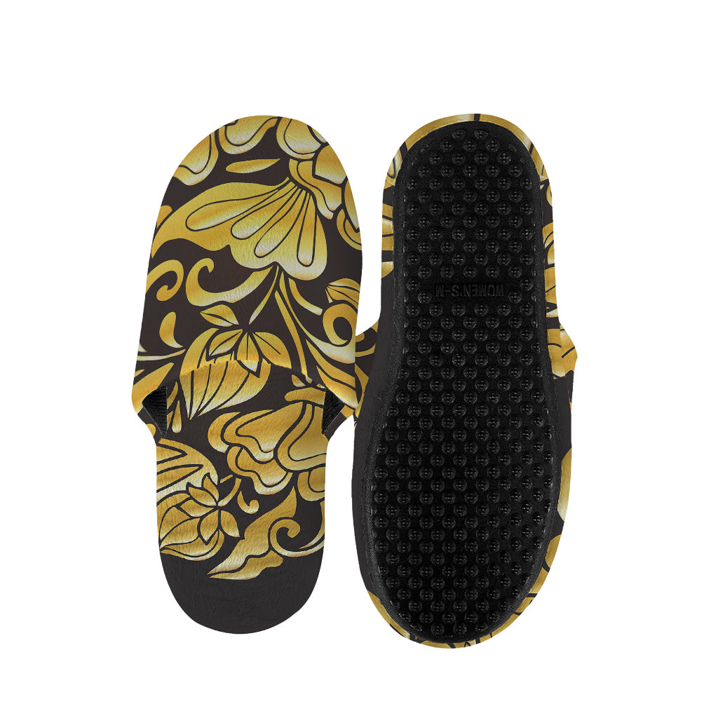 Gold Easter Egg Print Slippers