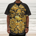 Gold Easter Egg Print Textured Short Sleeve Shirt