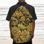 Gold Easter Egg Print Textured Short Sleeve Shirt