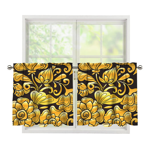 Gold Easter Egg Print Tier Curtains