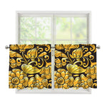 Gold Easter Egg Print Tier Curtains