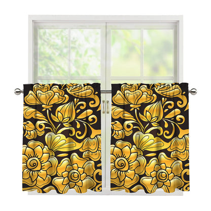 Gold Easter Egg Print Tier Curtains
