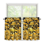 Gold Easter Egg Print Tier Curtains