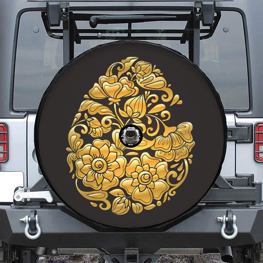 Gold Easter Egg Print Tire Cover With Camera Hole