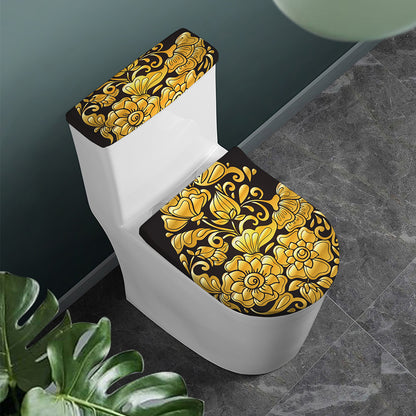 Gold Easter Egg Print Toilet Lid And Tank Cover Set