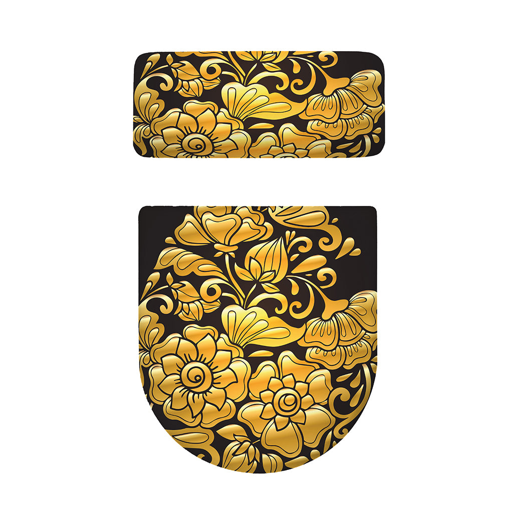 Gold Easter Egg Print Toilet Lid And Tank Cover Set