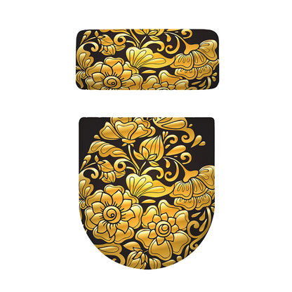 Gold Easter Egg Print Toilet Lid And Tank Cover Set