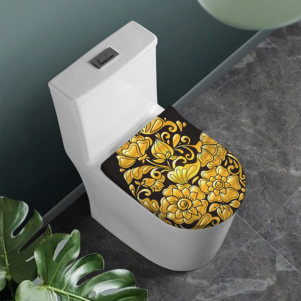 Gold Easter Egg Print Toilet Lid Cover