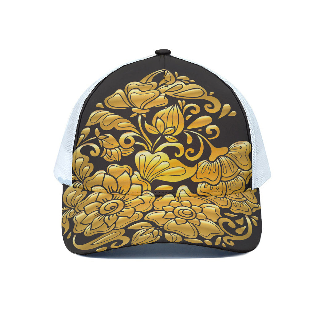 Gold Easter Egg Print White Mesh Trucker Cap