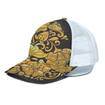 Gold Easter Egg Print White Mesh Trucker Cap