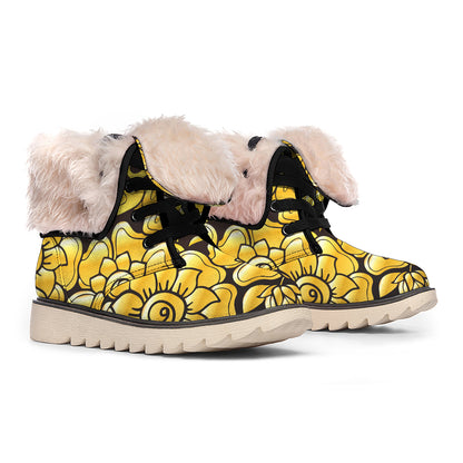 Gold Easter Egg Print Winter Boots