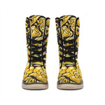 Gold Easter Egg Print Winter Boots