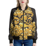Gold Easter Egg Print Women's Bomber Jacket
