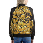 Gold Easter Egg Print Women's Bomber Jacket