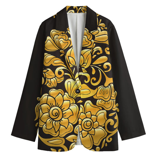 Gold Easter Egg Print Women's Cotton Blazer