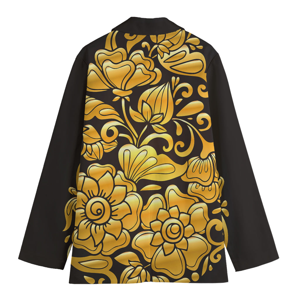 Gold Easter Egg Print Women's Cotton Blazer