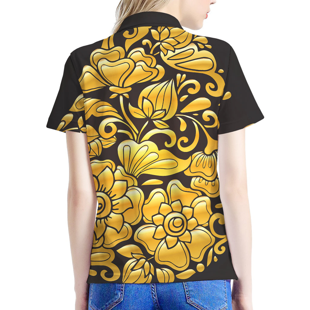 Gold Easter Egg Print Women's Polo Shirt