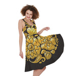 Gold Easter Egg Print Women's Sleeveless Dress