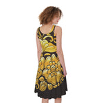 Gold Easter Egg Print Women's Sleeveless Dress