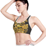 Gold Easter Egg Print Women's Sports Bra
