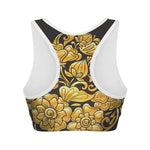 Gold Easter Egg Print Women's Sports Bra
