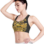 Gold Easter Egg Print Women's Sports Bra