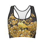 Gold Easter Egg Print Women's Sports Bra