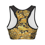 Gold Easter Egg Print Women's Sports Bra