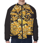 Gold Easter Egg Print Zip Sleeve Bomber Jacket