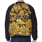 Gold Easter Egg Print Zip Sleeve Bomber Jacket
