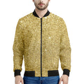 Gold (NOT Real) Glitter Print Men's Bomber Jacket