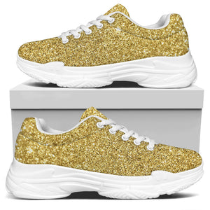 Gold Glitter Artwork Print (NOT Real Glitter) White Chunky Shoes