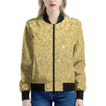 Gold (NOT Real) Glitter Print Women's Bomber Jacket