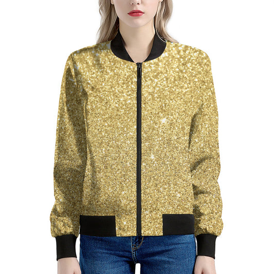 Gold Glitter Artwork Print (NOT Real Glitter) Women's Bomber Jacket