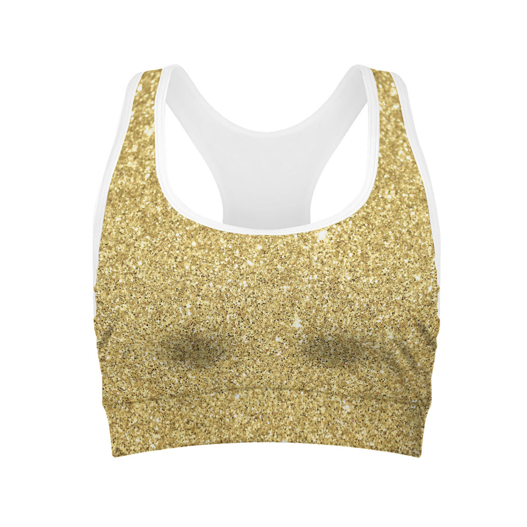 Gold Glitter Artwork Print (NOT Real Glitter) Women's Sports Bra