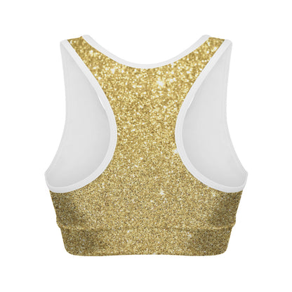 Gold Glitter Artwork Print (NOT Real Glitter) Women's Sports Bra
