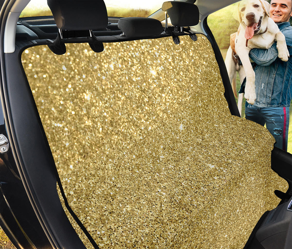Gold (NOT Real) Glitter Print Pet Car Back Seat Cover