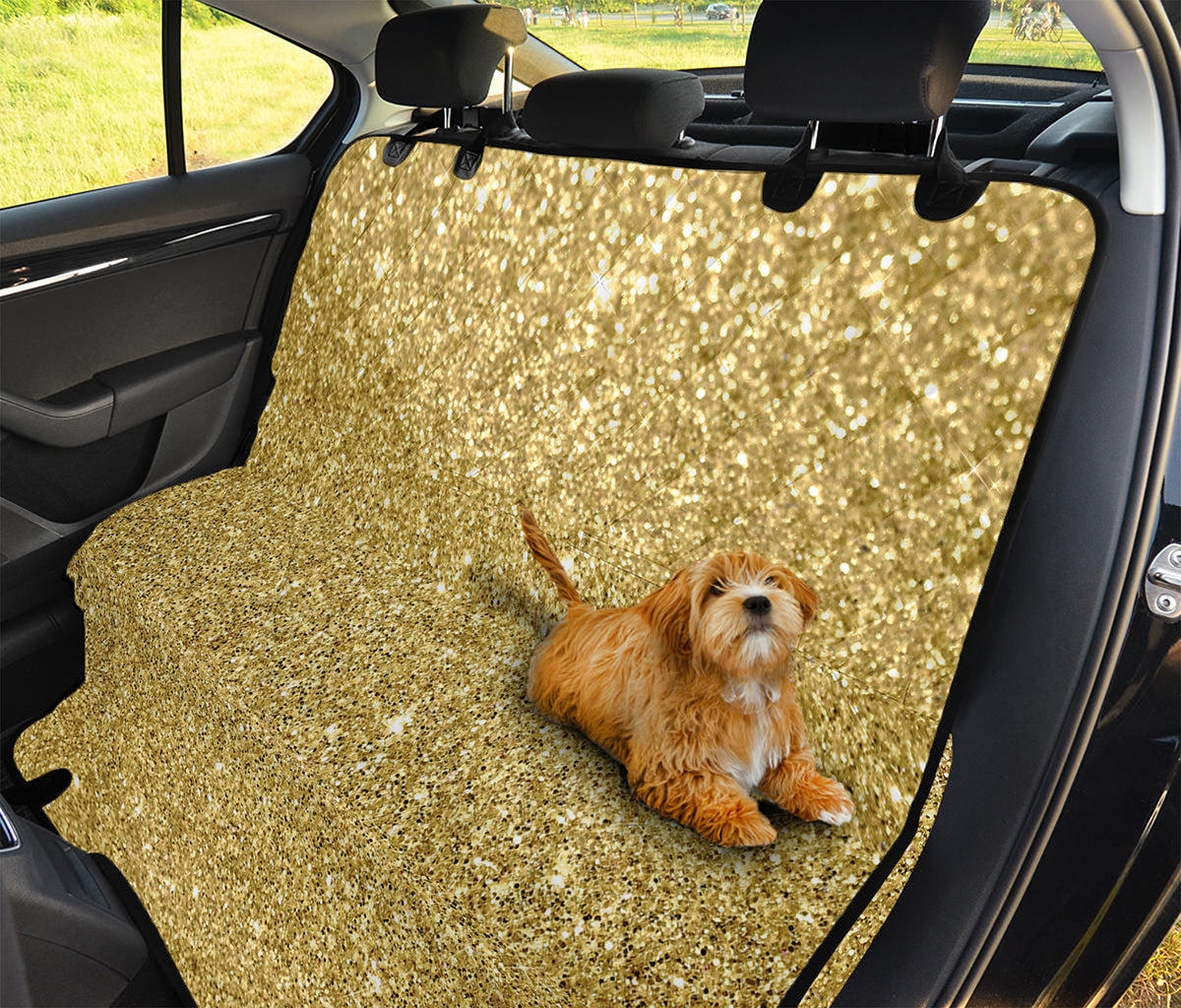 Gold (NOT Real) Glitter Print Pet Car Back Seat Cover