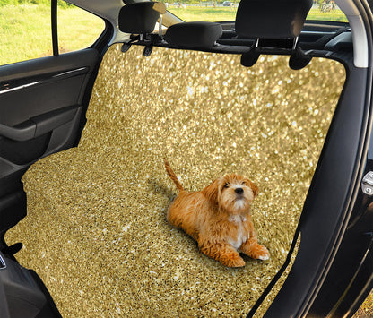 Gold (NOT Real) Glitter Print Pet Car Back Seat Cover