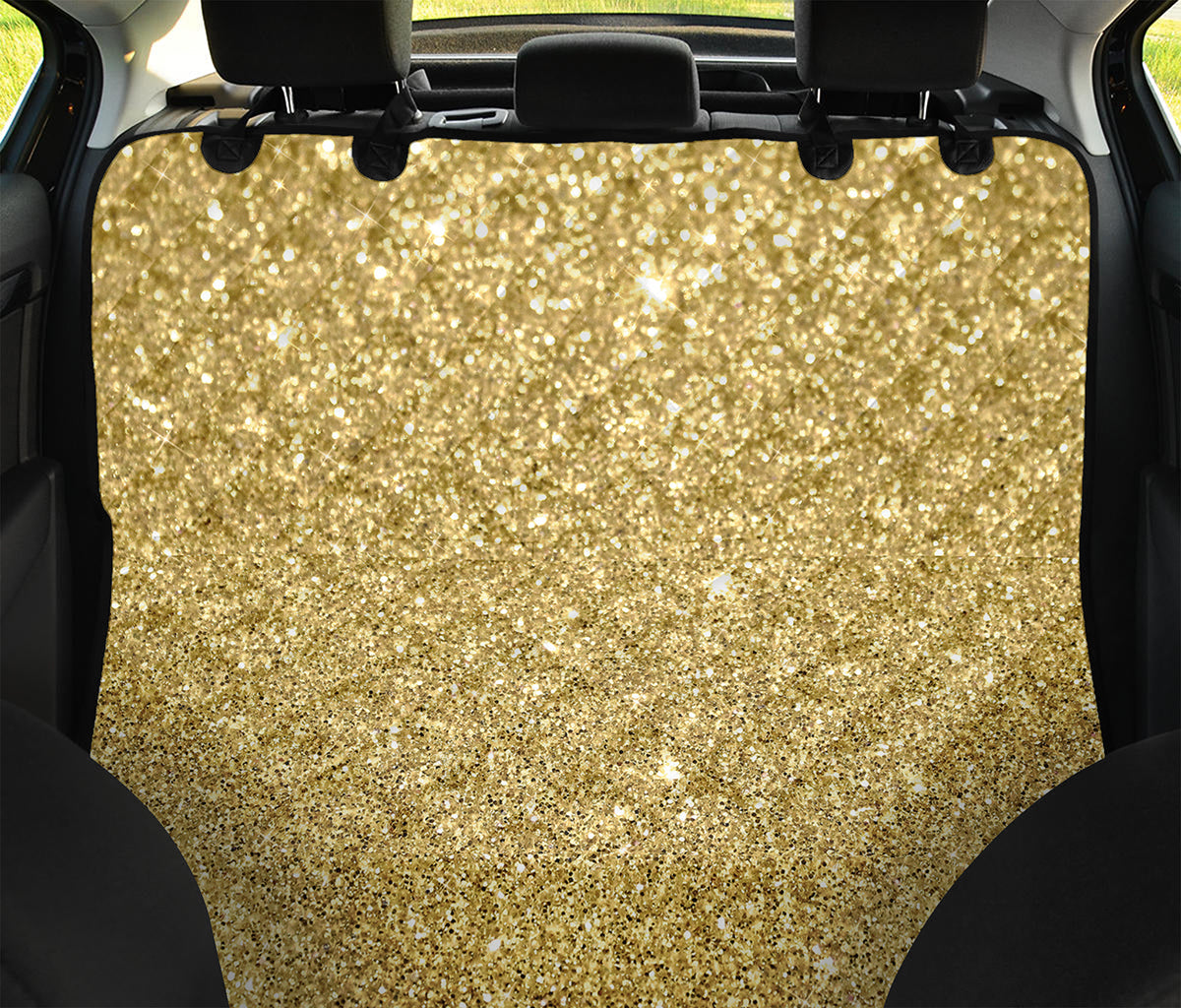 Gold (NOT Real) Glitter Print Pet Car Back Seat Cover