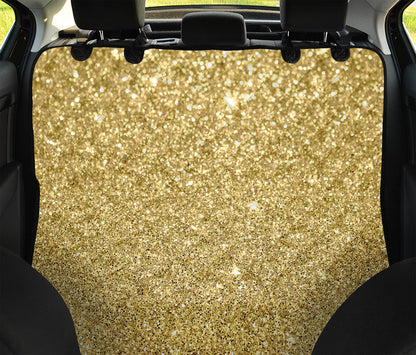 Gold (NOT Real) Glitter Print Pet Car Back Seat Cover