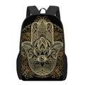 Gold Hamsa Hand Print 17 Inch Backpack