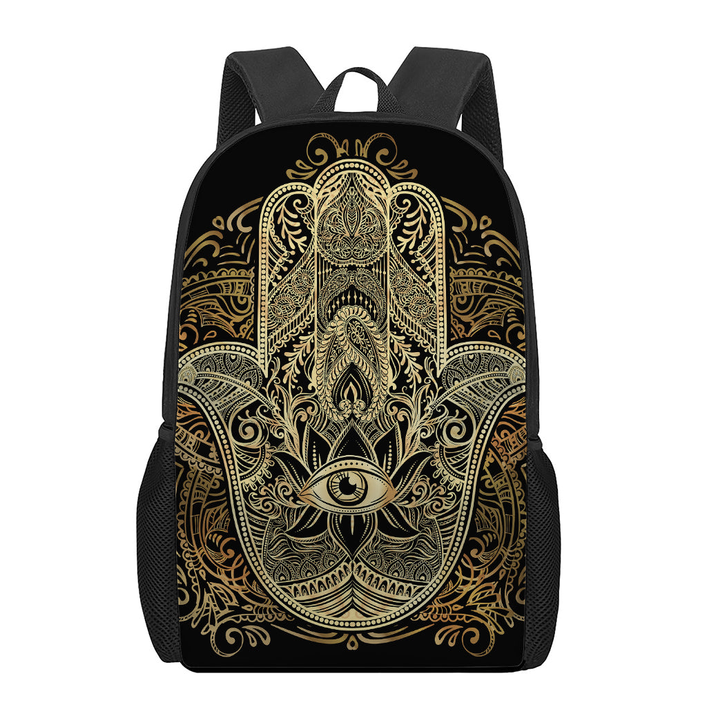 Gold Hamsa Hand Print 17 Inch Backpack