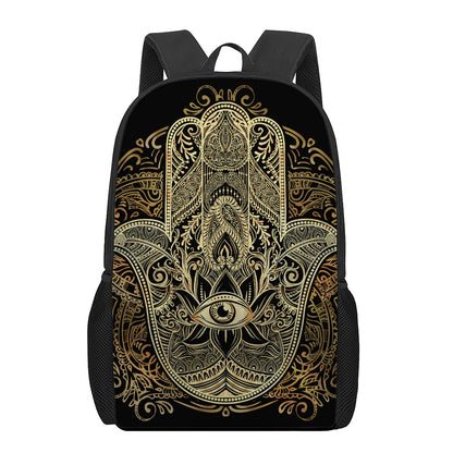 Gold Hamsa Hand Print 17 Inch Backpack