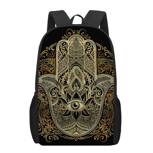 Gold Hamsa Hand Print 17 Inch Backpack