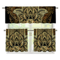 Gold Hamsa Hand Print 3 Piece Kitchen Curtains