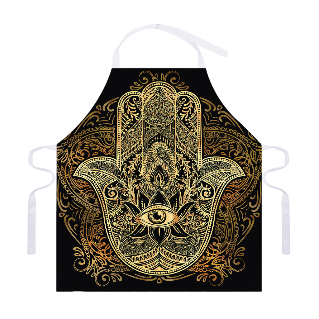 Gold Hamsa Hand Print Adjustable Apron