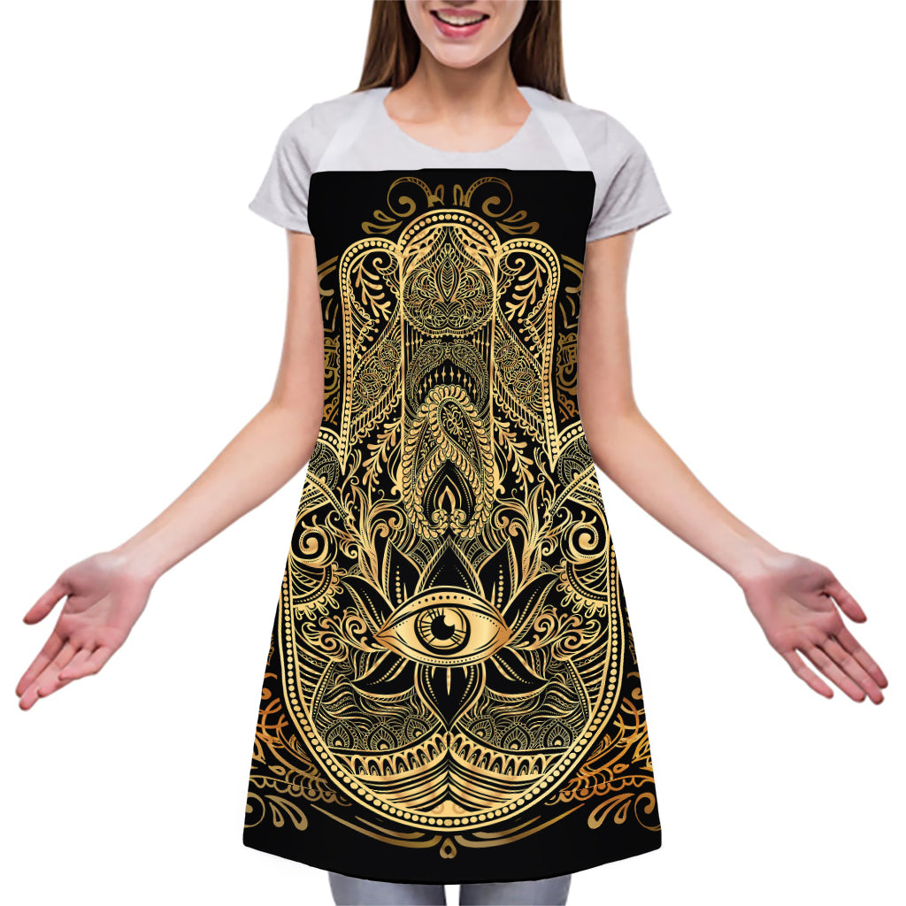 Gold Hamsa Hand Print Adjustable Apron