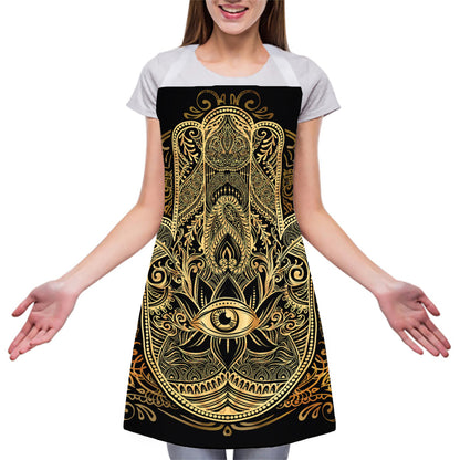 Gold Hamsa Hand Print Adjustable Apron