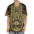 Gold Hamsa Hand Print Aloha Shirt